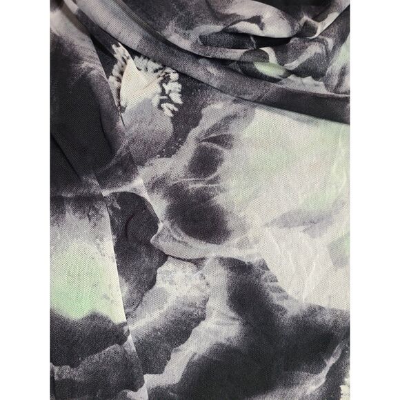 Vivienne Tam Mesh Y2K Grunge Drape Cowl Neck Mini Dress Black White Green M - Picture 3 of 7